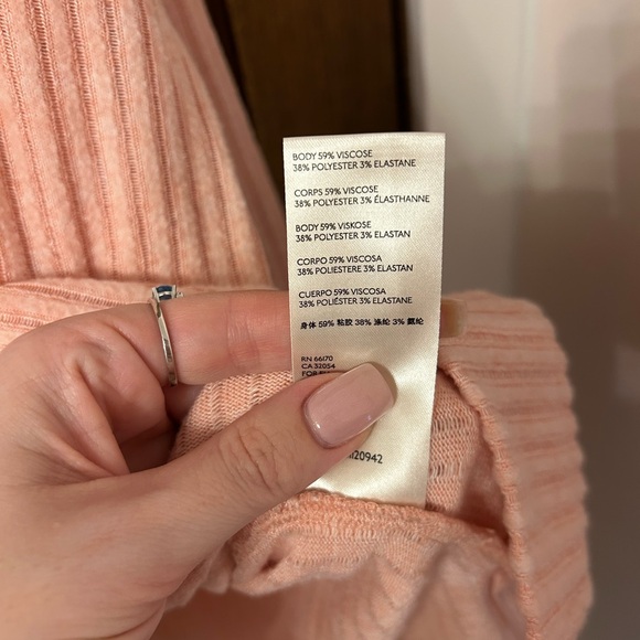 Maeve by Anthropologie Turtleneck Soft Pink Ribbed Cowl Neck Sweater Large - Picture 12 of 12